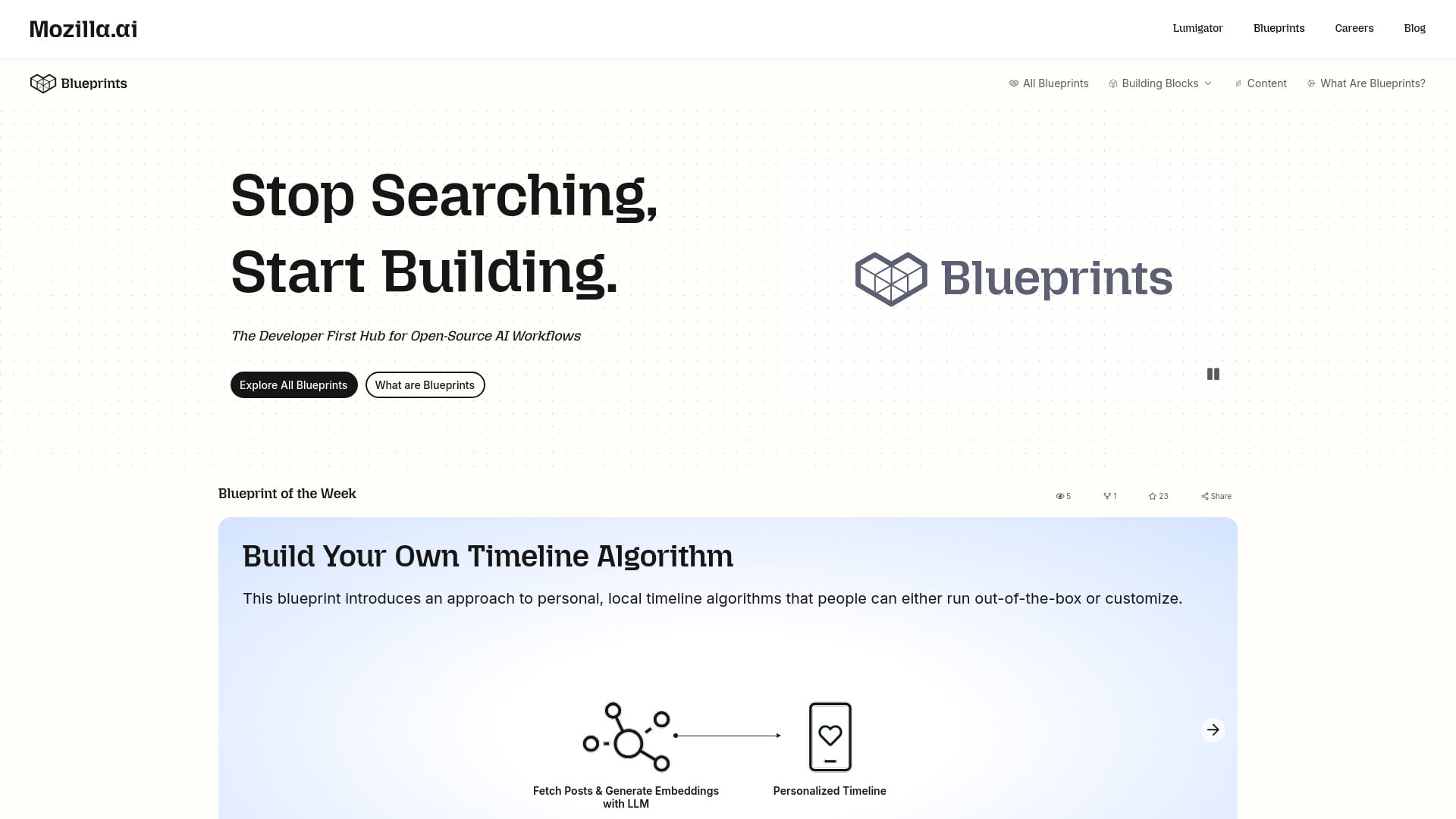 Blueprints - AI Tool Screenshot and Interface Preview