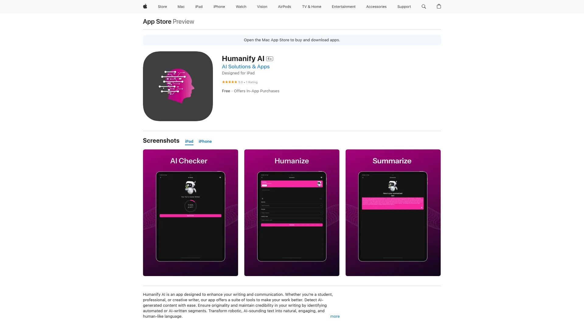 Humanify AI - Detect AI, Humanize - AI Tool Screenshot and Interface Preview