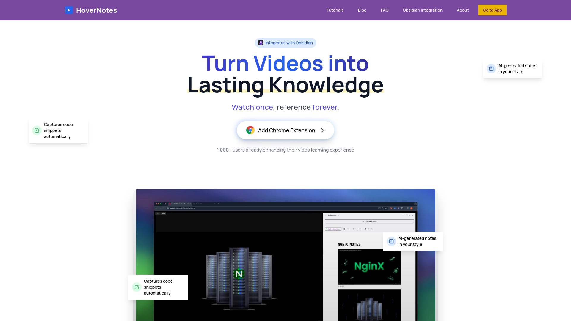 HoverNotes - AI Tool Screenshot and Interface Preview