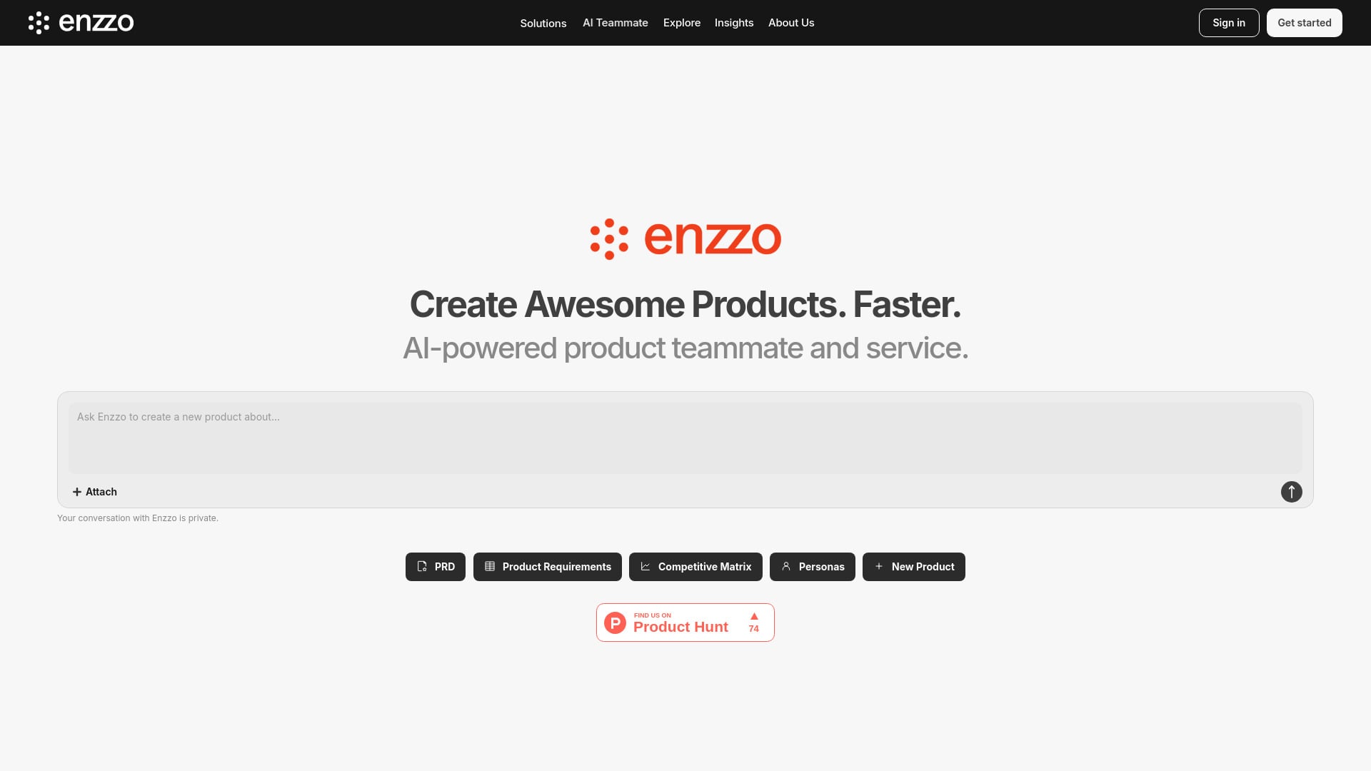 Enzzo PM - AI Product Manager - AI Tool Screenshot and Interface Preview