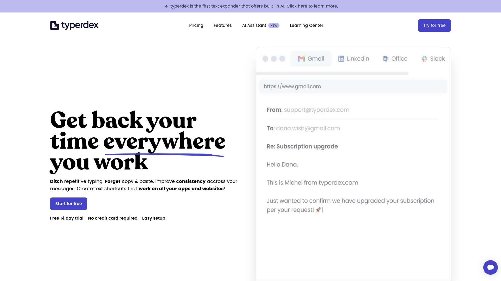 Start-up typerdex
