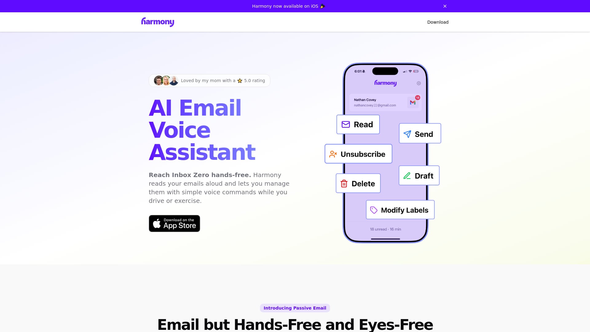 Harmony AI Email Assistant - AI Tool Screenshot and Interface Preview