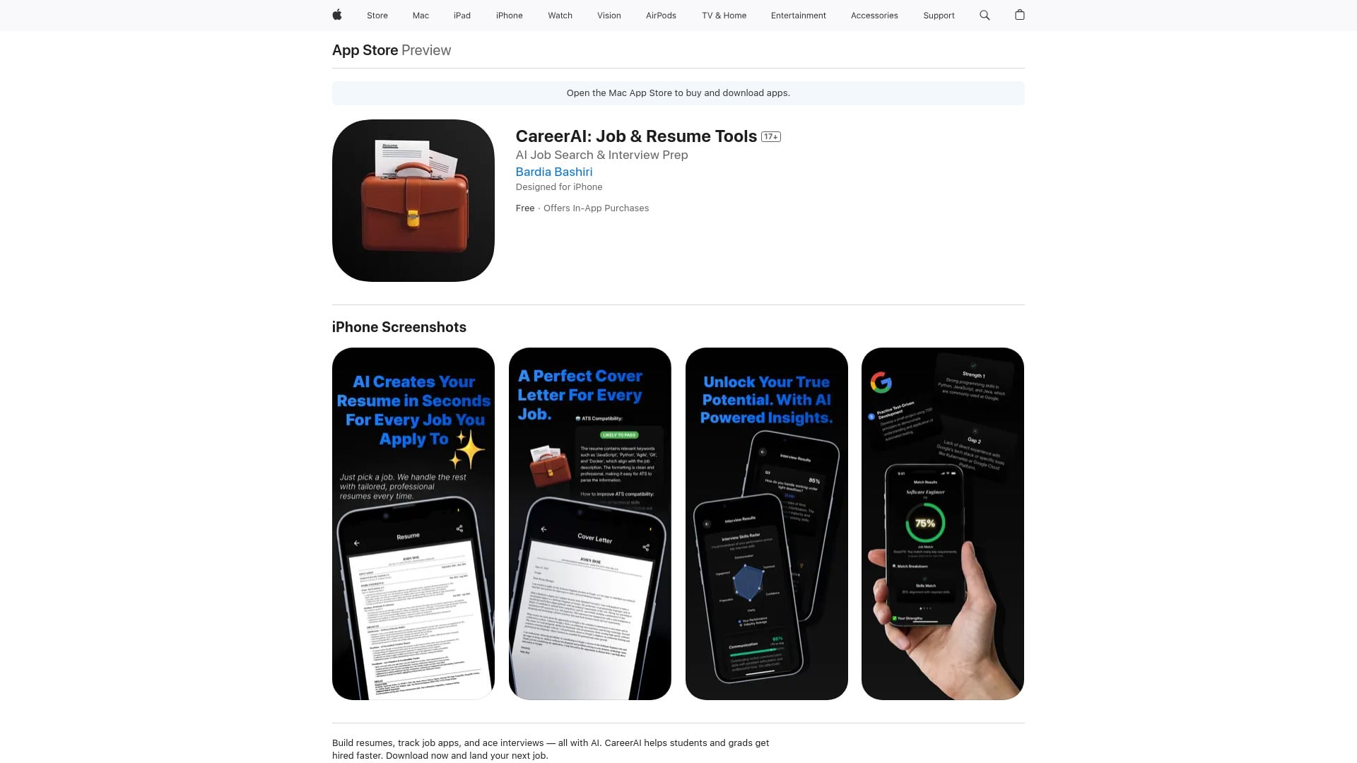 All-in-one job hunt AI app for iOS
