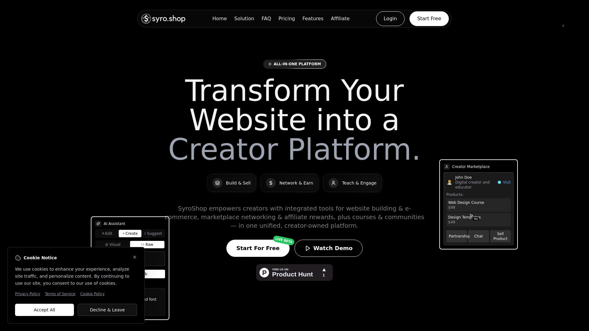 SyroShop - AI Tool Screenshot and Interface Preview