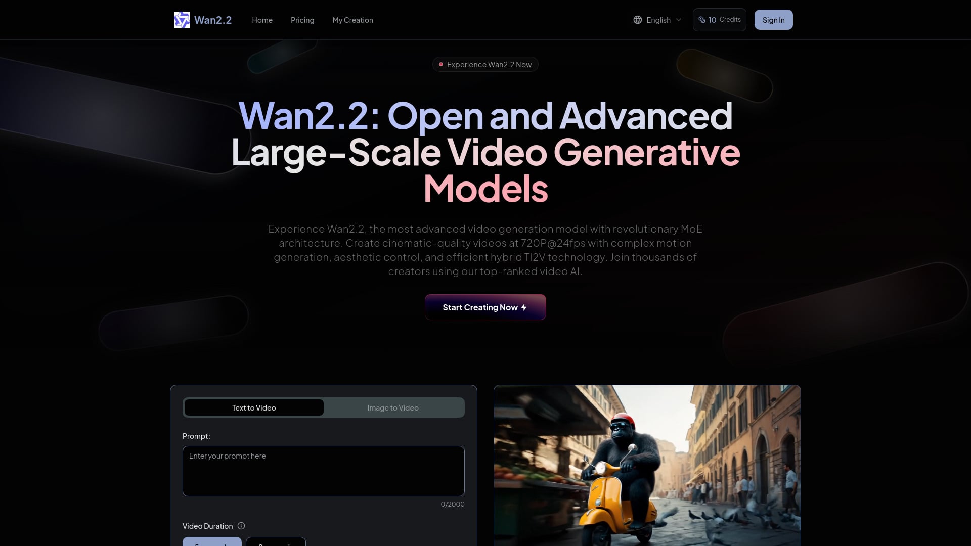 Wan 2.2- - AI Tool Screenshot and Interface Preview