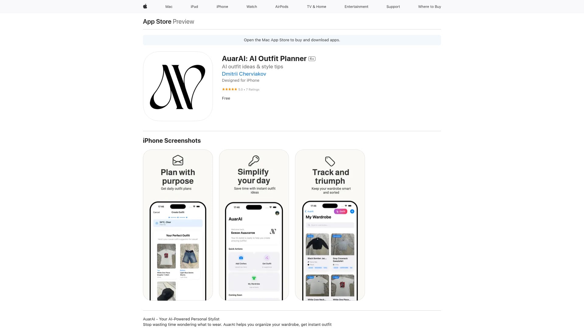 AuarAI: AI Outfit Planner - AI Tool Screenshot and Interface Preview