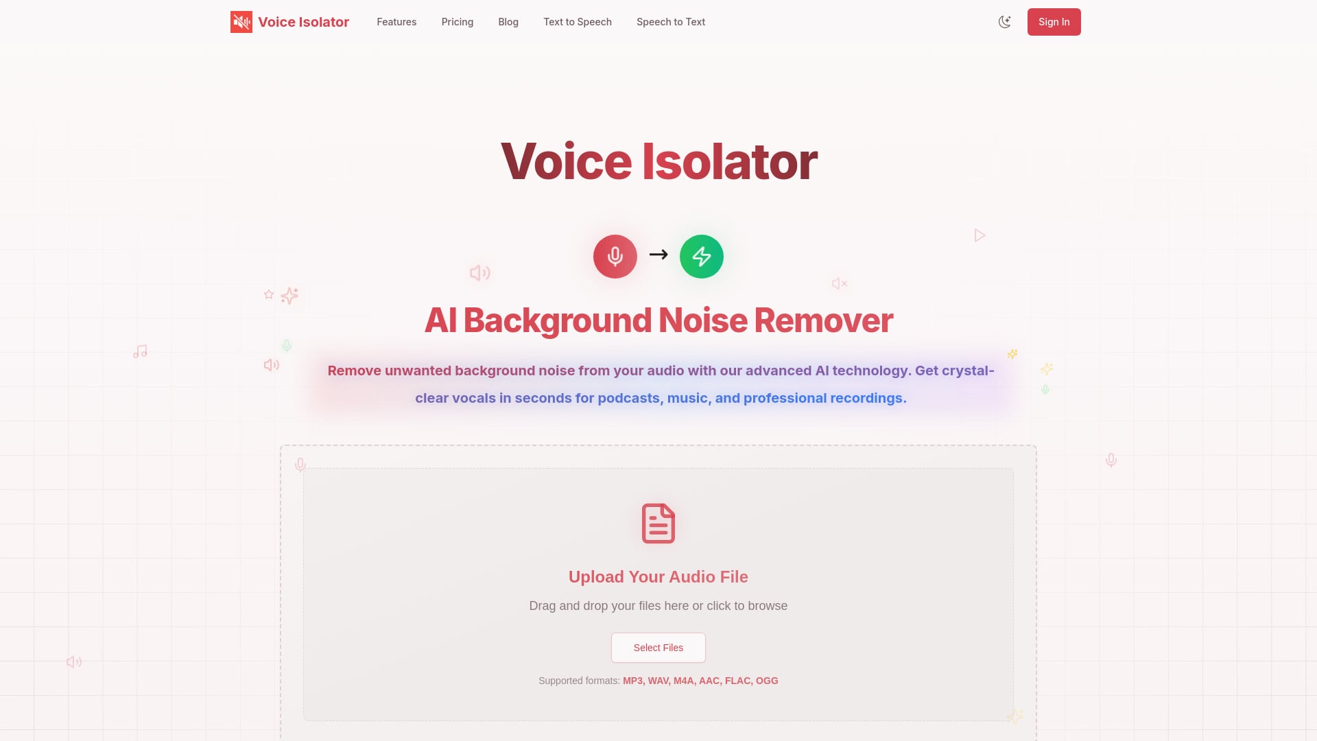 Voice Isolator - AI Tool Screenshot and Interface Preview